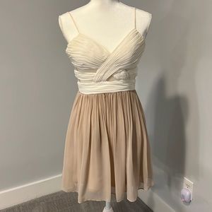 Chiffon nude & ivory prom dress